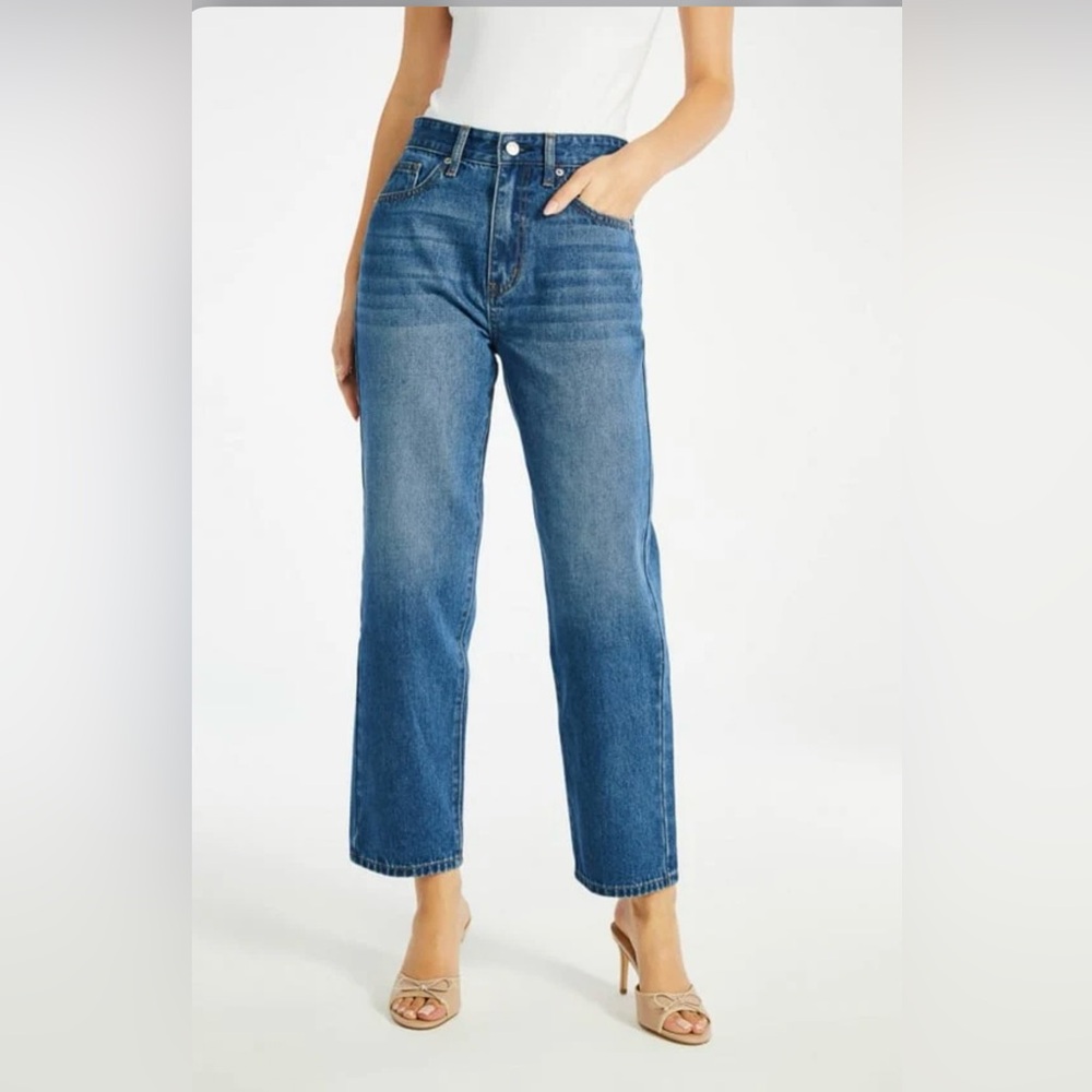 High Rise Ankle Straight Leg Jeans